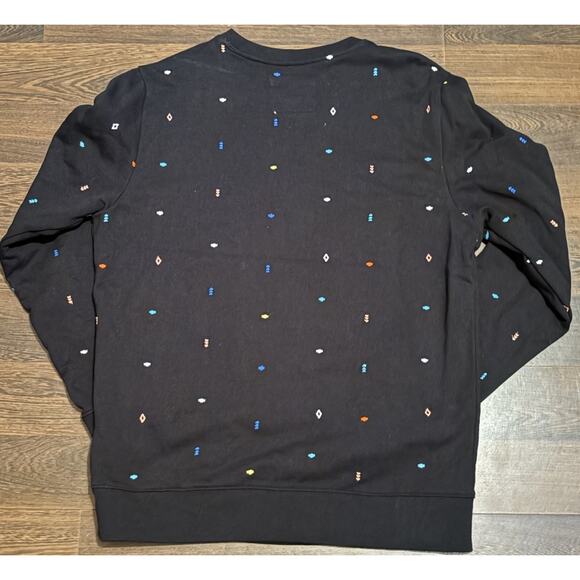 Superdry Mens Aoe All Over Embroidered Black crew sweatshirt Crew Neck Medium - Picture 2 of 9